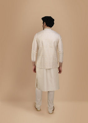 alt message - Manyavar Men Traditional Off White Jacket image number 2