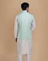 Manyavar Men Light Blue Kurta Jacket Set image number 2