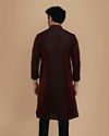 alt message - Manyavar Men Merlot Red Jacquard Kurta Set image number 2