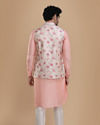 Manyavar Men Pink Draped Kurta Jacket Set