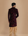 Manyavar Men Velvet Wine Shade Indo Western