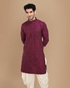 Manyavar Men Wine Self Design Kurta