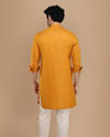 alt message - Manyavar Men Mustard Yellow Asymmetric Kurta image number 2