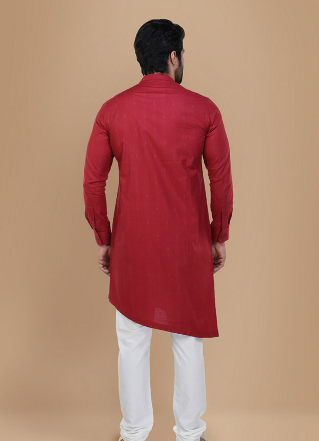 Manyavar Men Achkan Style Maroon Kurta