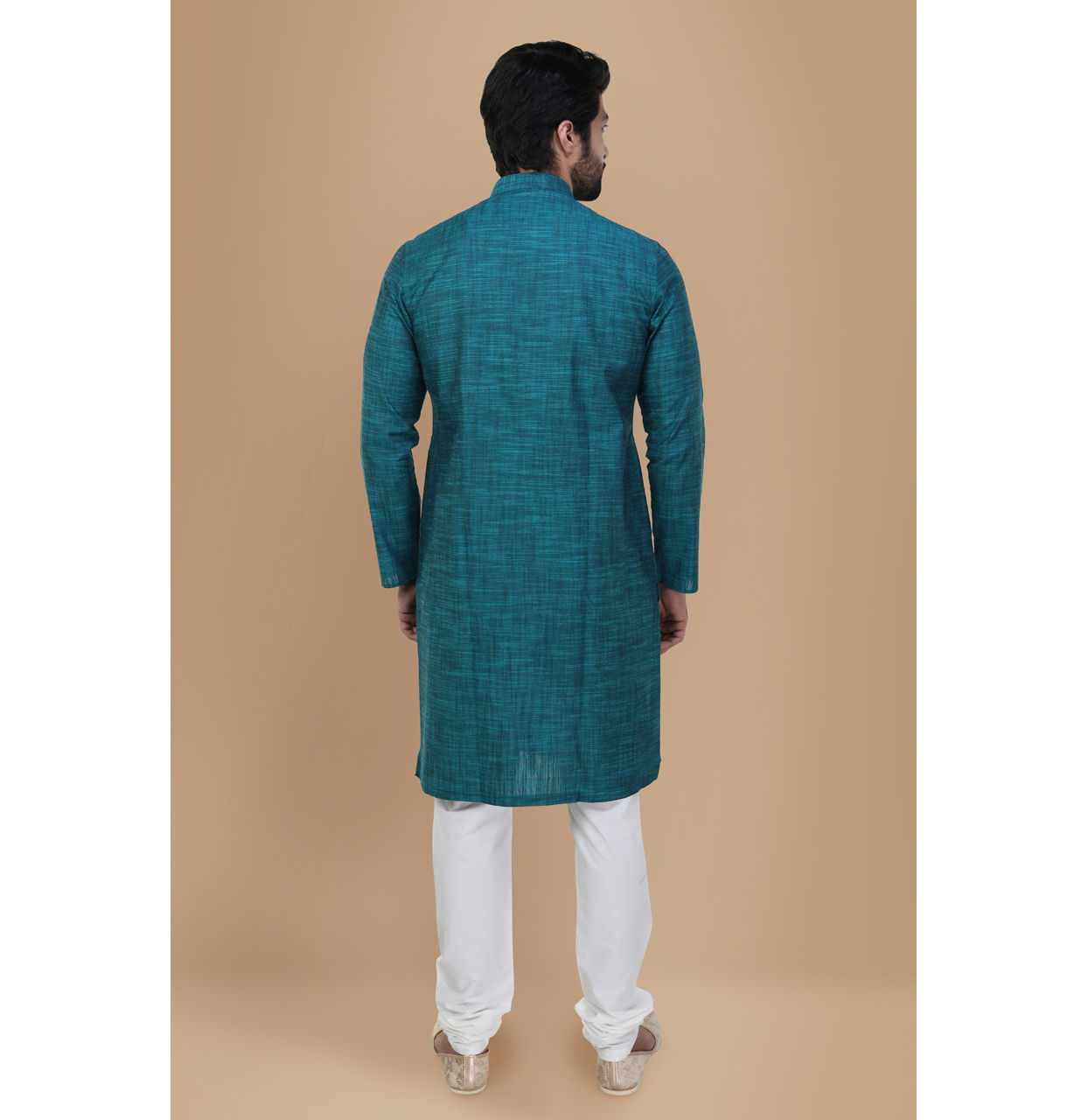 Manyavar Men Jade Green Self Design Kurta