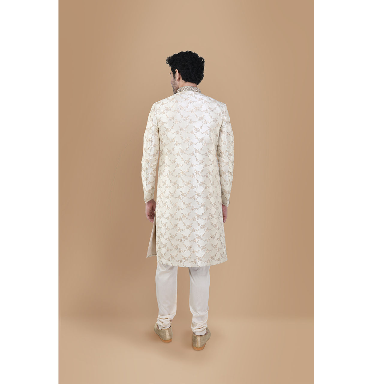 Manyavar Men Luminous Biscuit Beige Sherwani