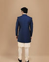 Manyavar Men Alluring Blue Party Wear Indo Western Set