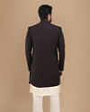 Manyavar Men Form Fitting Wine Indo Western Set
