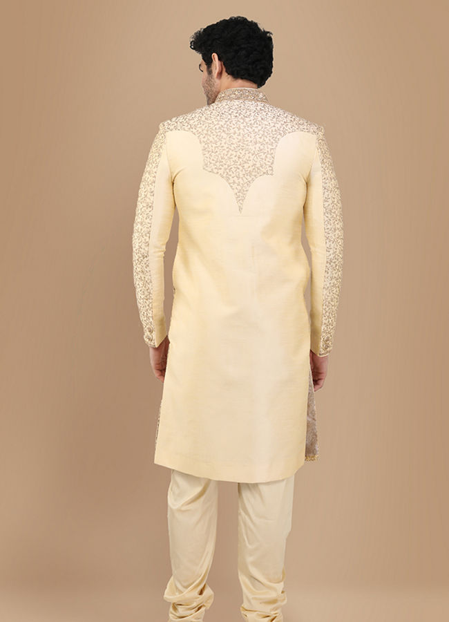 Manyavar Men Glam Biscuit Shade Sherwani Suit