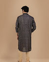 Manyavar Men Royal Blue Jacquard Kurta Set