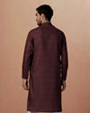 Manyavar Men Wine Floral Print Kurta Set