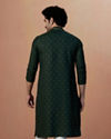 alt message - Manyavar Men Bottle Green Booti Print Kurta Pajama image number 4