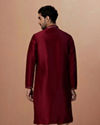 alt message - Manyavar Men Maroon Golden Booti Kurta Pajama image number 4