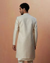 Manyavar Men Off White Self Design Jacket Indo Western