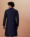 Manyavar Men Dark Blue Sequins Embroidered Kurta Pajama