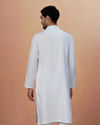 Manyavar Men White Self Striped Kurta Pajama