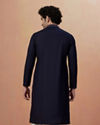 alt message - Manyavar Men Dark Naby Blue Plain Kurta Pajama image number 4