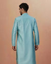 alt message - Manyavar Men Sea Green Kurta Pajama With Golden Motifs image number 4