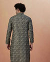 alt message - Manyavar Men Smoke Grey Printed Kurta Pajama image number 3