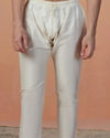 Manyavar Men Sea Shell White Self Design Indo Western