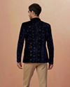 Manyavar Men Blue Floral Bandhgala Indo Western