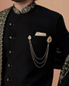 alt message - Manyavar Men Smoke Black Indo Western With Dupatta image number 1