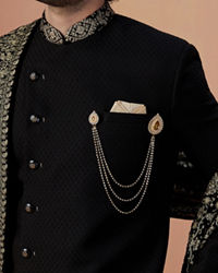 Manyavar Men Smoke Black Indo Western With Dupatta