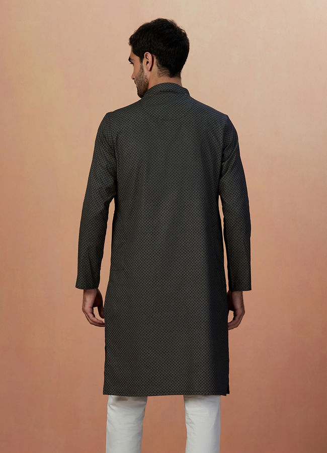 Manyavar Men Dark Blue Printed Kurta