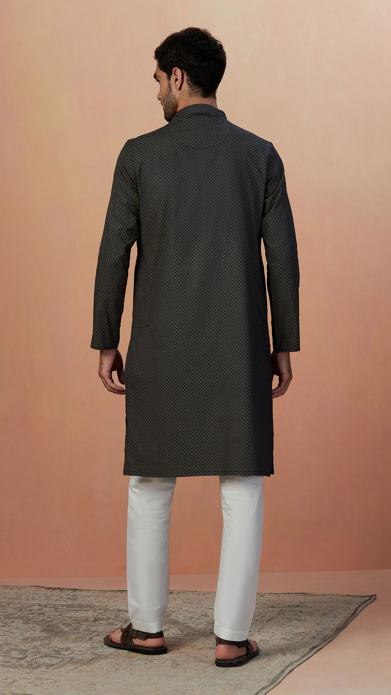 Manyavar Men Dark Blue Printed Kurta