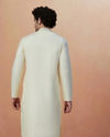 alt message - Manyavar Men Light Cream Plain Kurta Pajama image number 3