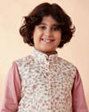 Manyavar Boys Boys Cream And Pink Kurta Jacket Set