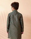 Manyavar Boys Boys Bottle Green Self Motif Kurta Set