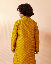 Manyavar Boys Boys Gold Yellow Jacquard Kurta Set