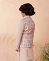 Boys Pink Chikan Kurta Jacket Set image number 3