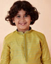Manyavar Boys Boys Yellow Jacquard Kurta Set