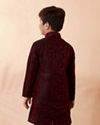 Boys Wine Jacquard Kurta Set image number 2