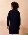 alt message - Manyavar Boys Boys Navy Blue Side Open Kurta Set image number 2