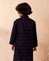 alt message - Manyavar Boys Boys Dark Blue Printed Kurta Set image number 2