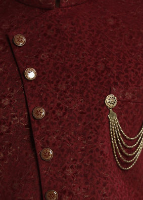 Manyavar Men Suave Maroon Indo Western Set