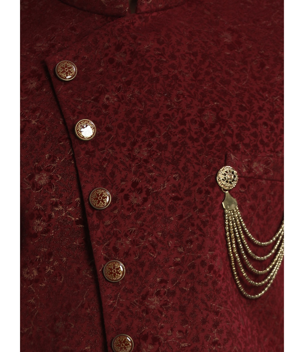 Manyavar Men Suave Maroon Indo Western Set