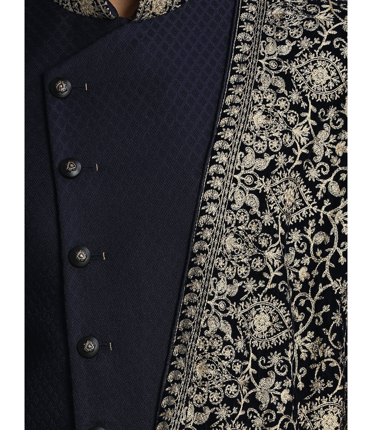 Manyavar Men Achkan Style Blue Indo Western
