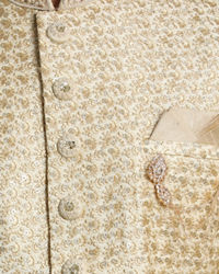 Manyavar Men Biscuit Color Indian Sherwani