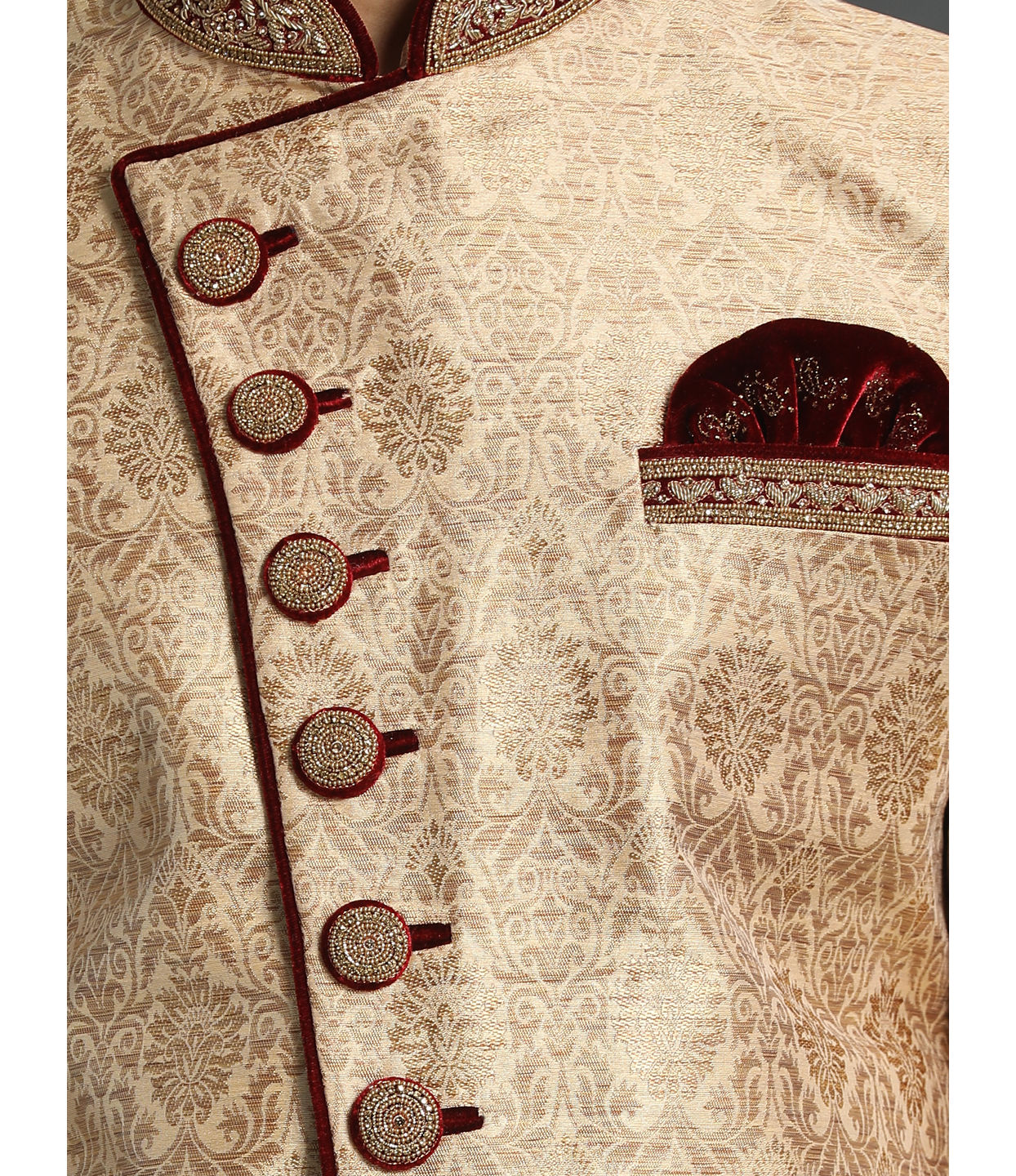 Manyavar Men Fawn Embellished Designer Wedding Sherwani
