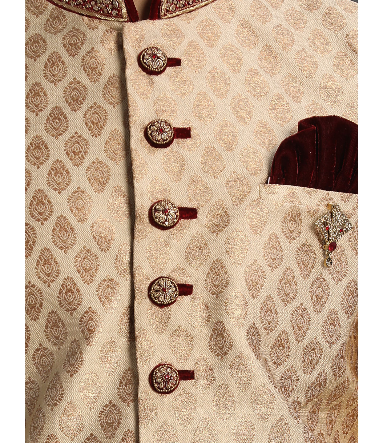 Manyavar Men Opulent Fawn Jacquard Sherwani