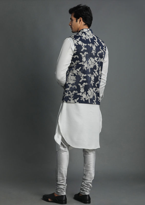 Twamev Men Elegant Blue Kurta Jacket Set