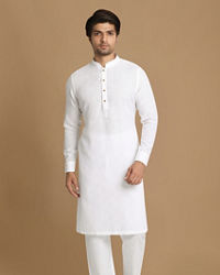 Manyavar Men Summer Essential White Kurta