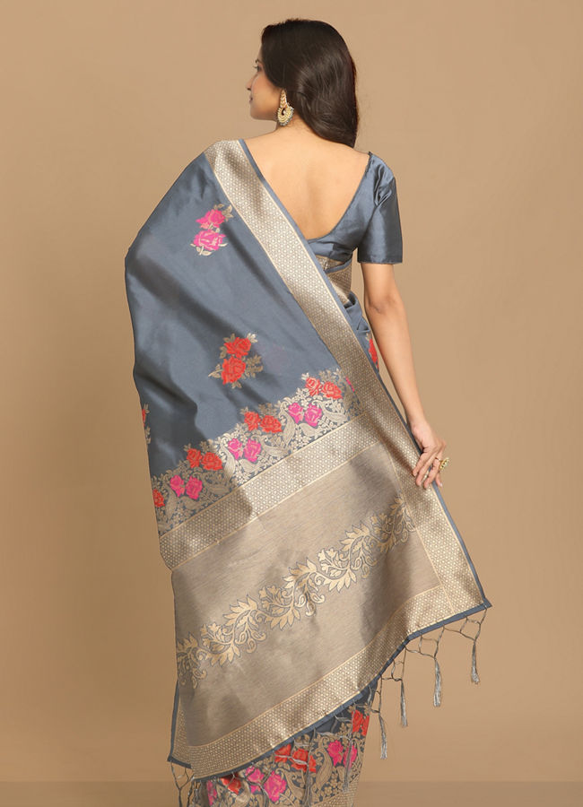 Mohey Women Graceful Grey Weaved Saree