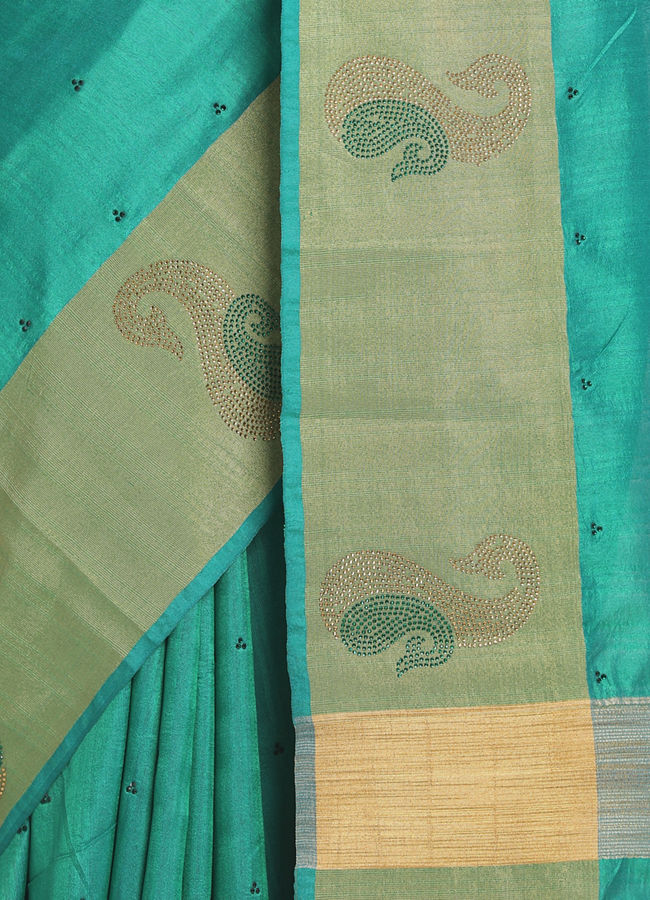 Mohey Women Sensational Sea Green Saree image number 2