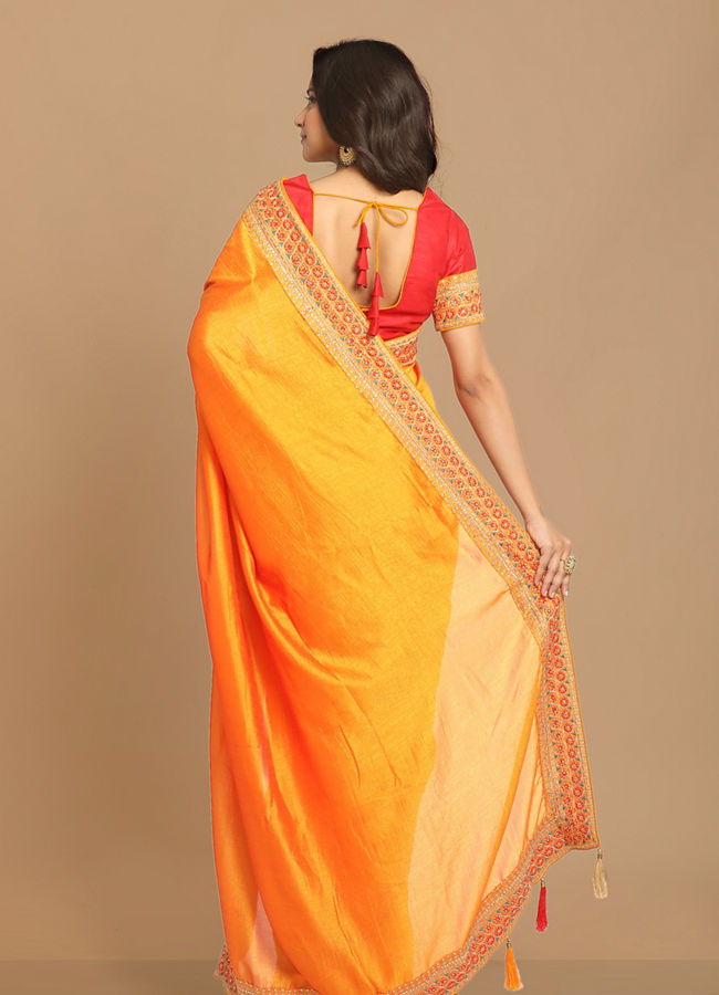 Mohey Women Mustard Yellow Embroidered Saree