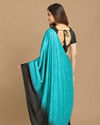 Mohey Women Light Blue And Black Combination Saree